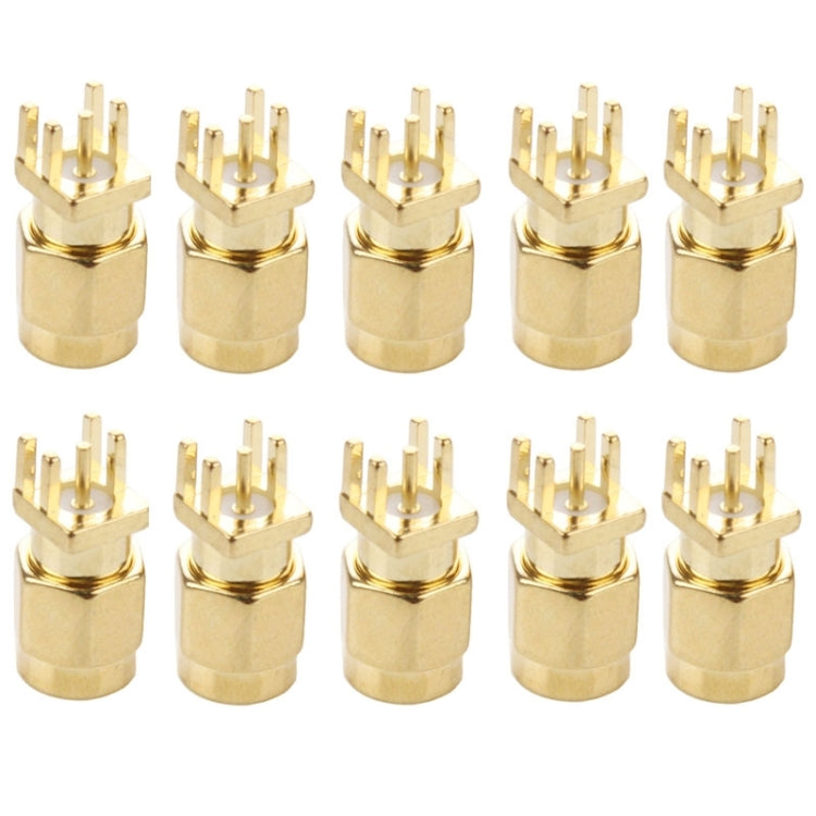 10 ชิ้นชุบทอง SMA ชายแจ็คซ็อกเก็ต PCB Edge Mount Solder 0.62 นิ้ว RF Connector Adapter, SMA Male Jack Socket
