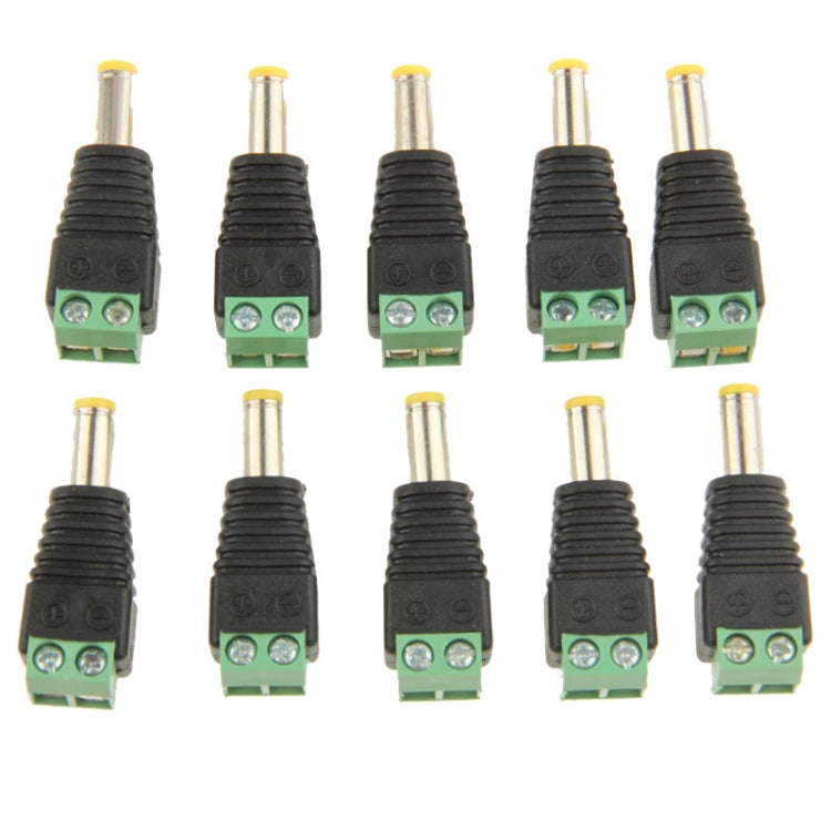 10 ชิ้นสีเขียวชาย DC 5.5 x 2.1 มม. ขั้วต่อสายไฟ, 5.5 x 2.1mm
