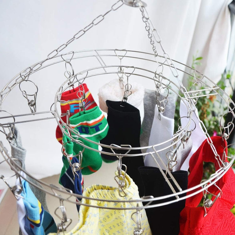 ไม้แขวนเสื้อสแตนเลสทรงกลมพร้อมตัวหนีบ 20 ตัว, 20 Clips Hanger