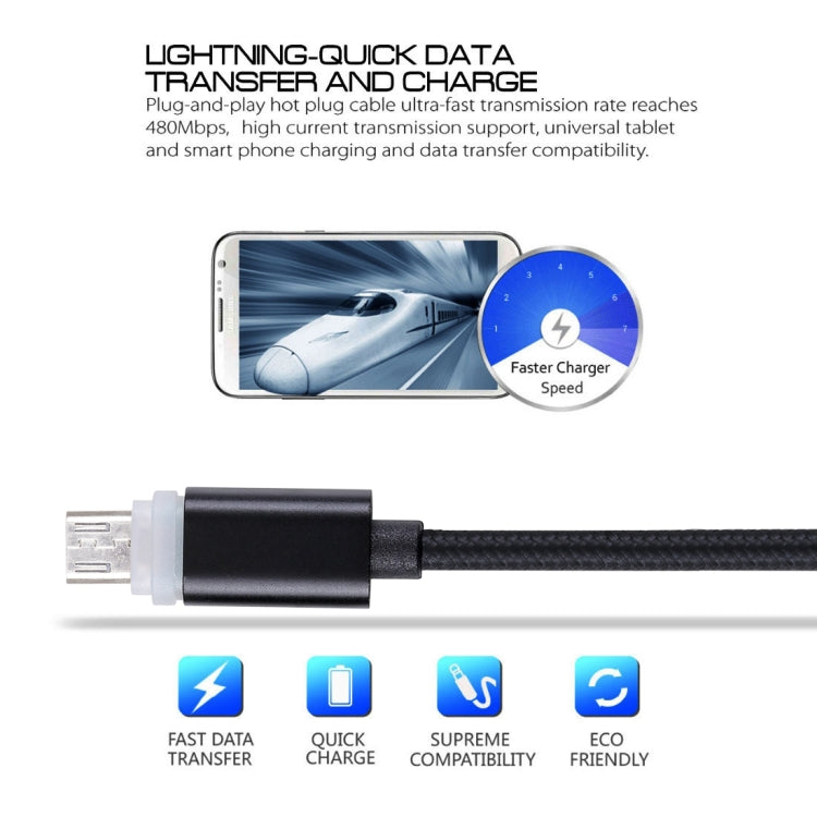 สายซิงค์ข้อมูล Micro USB เข้ากับ USB 2.0 แบบทอยาว 1 ม. พร้อมไฟแสดงสถานะ LED