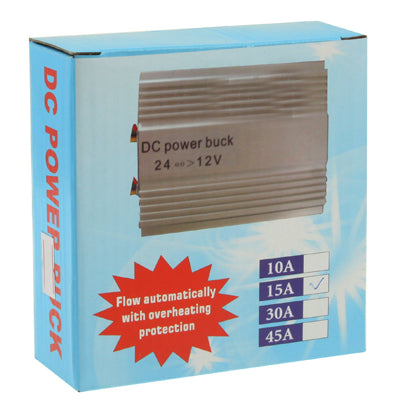 DC 24V ถึง 12V รถ หม้อแปลงไฟฟ้าแบบสเต็ปดาวน์, กระแสไฟขาออกที่กำหนด: 15A, Rated Output Current: 15A