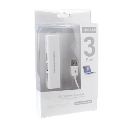 เครือข่าย USB 1 พอร์ตพร้อมฮับ USB 3 พอร์ตเข้ากับการ์ดอะแดปเตอร์ Lan Ethernet RJ45 ตัวเมีย, USB 2.0