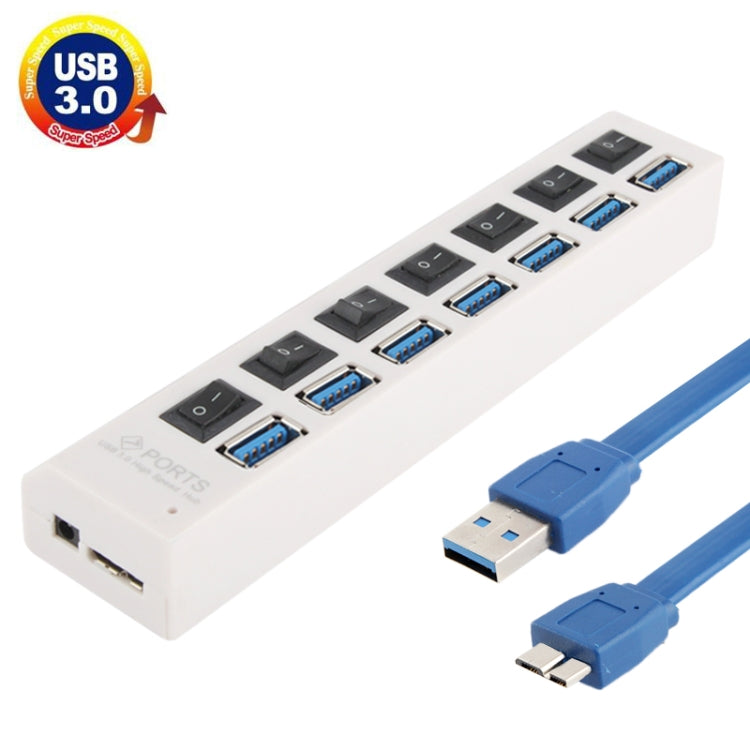 7 พอร์ต USB 3.0 HUB, ความเร็วสูงสุด 5Gbps, Plug and Play, รองรับ 1TB, 7 Ports (Black), 7 Ports (White)