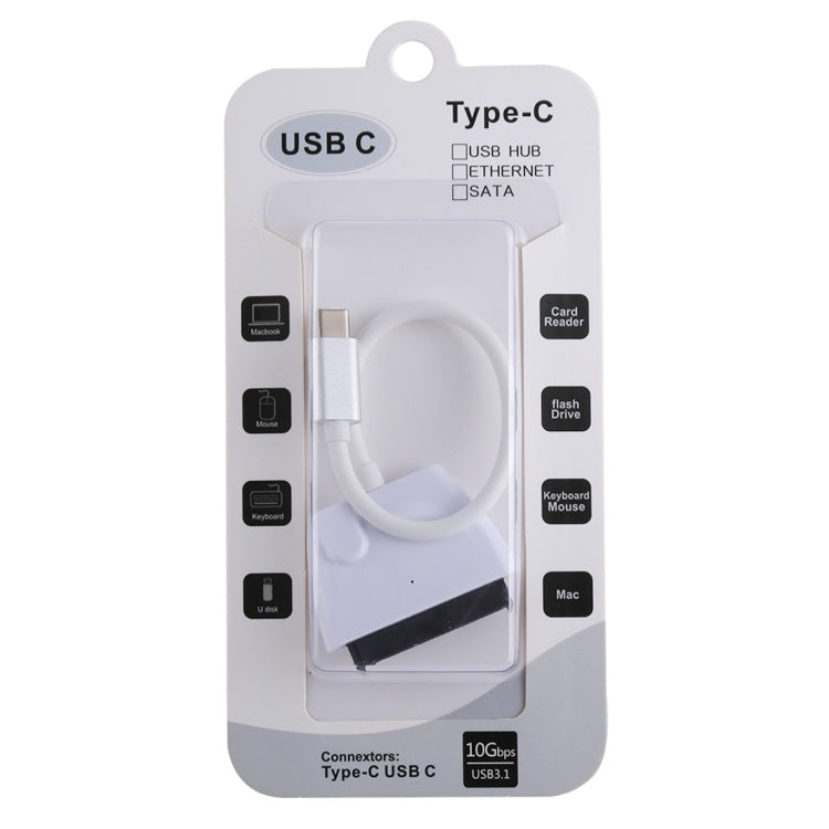 ตัวแปลงสายเคเบิลอะแดปเตอร์ฮาร์ดไดรฟ์ USB-C / Type-C ถึง 22 พิน SATA ความยาวรวม: ประมาณ 23 ซม