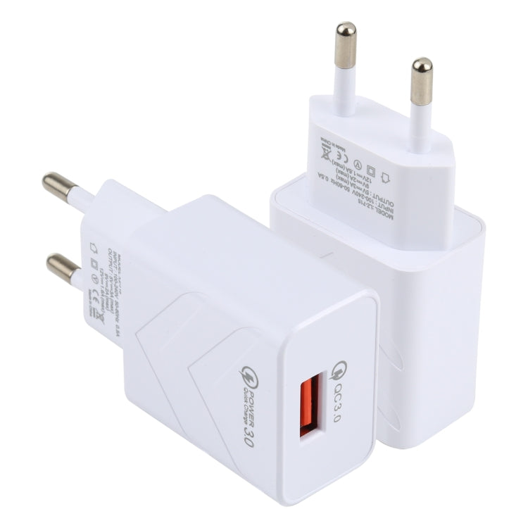LZ-715 18W QC3.0 USB พอร์ตเดียวเครื่องชาร์จเดินทางที่รวดเร็ว, ปลั๊ก EU, EU Plug