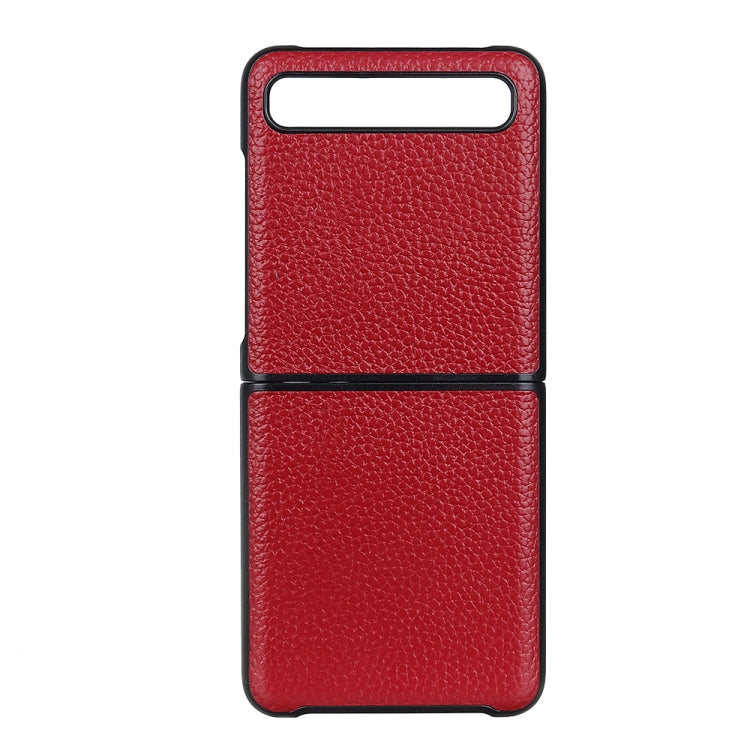 สำหรับ Galaxy Z Flip เคสหนังเนื้อลิ้นจี่แบบพับได้