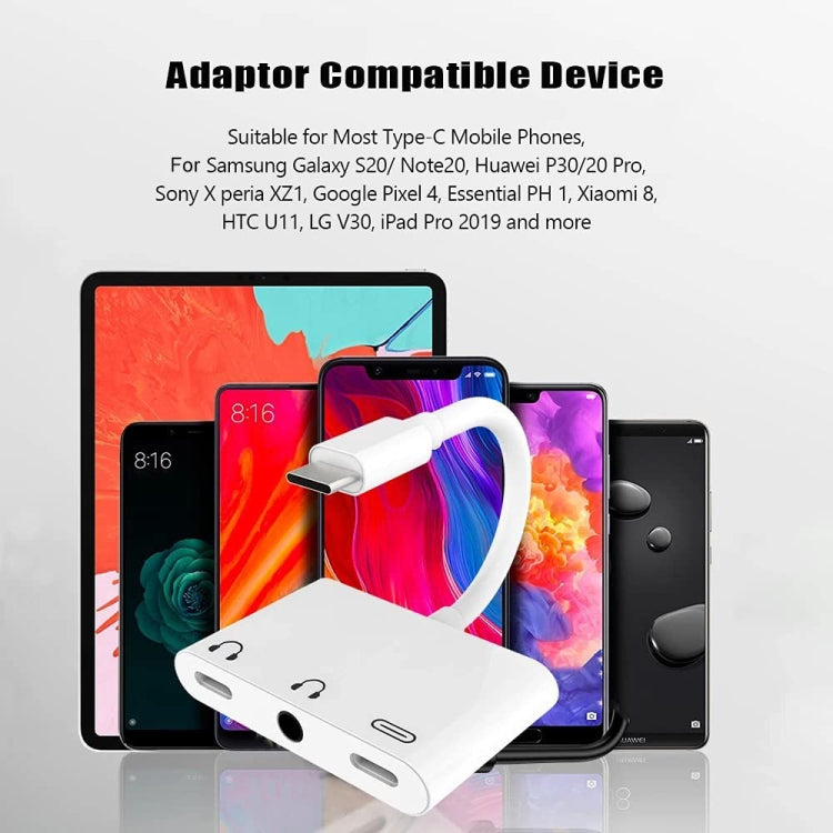 อะแดปเตอร์เสียงชาร์จดิจิตอล USB-C + 3.5 มม. + 3.5 มม. เป็น USB-C 3 ใน 1