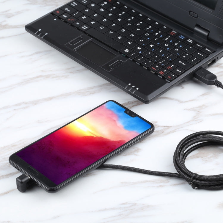 สายเคเบิลข้อมูลการชาร์จแบบถักเปีย USB-C / Type-C รูปตัวยู USB-C / Type-C ตัวผู้เป็น USB, Type-C to USB
