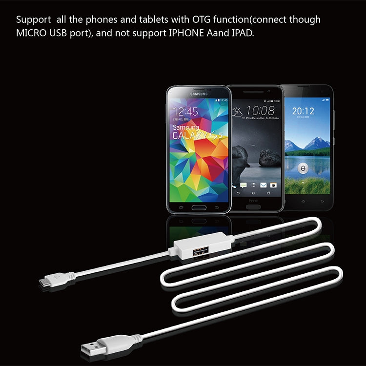OTG-Y-03 USB 2.0 ชายกับไมโคร USB ชาย + หญิง USB OTG สายชาร์จข้อมูลสำหรับโทรศัพท์ Android / แท็บเล็ตที่มีฟังก์ชั่น OTG พร้อมสวิตช์ความยาว: 1.1 ม., with Switch Length: 1.1m