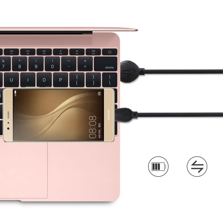 awei CL-62 2 in 1 2.5A USB-C / Type-C การชาร์จ + การส่งผ่านสายเคเบิลข้อมูลอลูมิเนียมอัลลอยด์สองด้านความยาว: 1 ม.