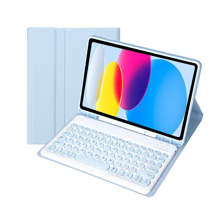สำหรับ iPad 10th Gen 10.9 2022 YA10B Lambskin Texture บลูทูธคีย์บอร์ดหนังกรณีแท็บเล็ตพร้อมช่องใส่ปากกา, YA10B