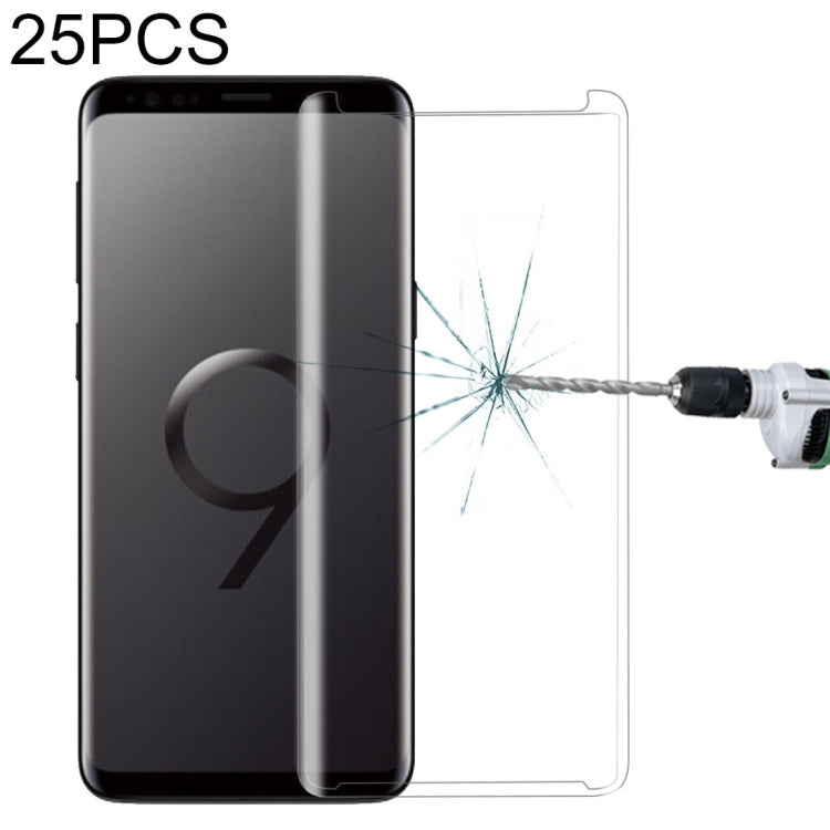 25 ชิ้นสำหรับ Galaxy S9 9H ความแข็งพื้นผิว 3D ขอบโค้งป้องกันรอยขีดข่วนไม่เต็มหน้าจอ HD กระจกนิรภัยป้องกันหน้าจอ, For Galaxy S9, Non-full (25 PCS), For Galaxy S9