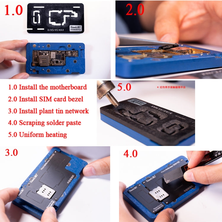 Qianli BGA Reballing แพลตฟอร์มลายฉลุสำหรับ iPhone X / XS / XS Max, For iPhone X / XS / XS Max