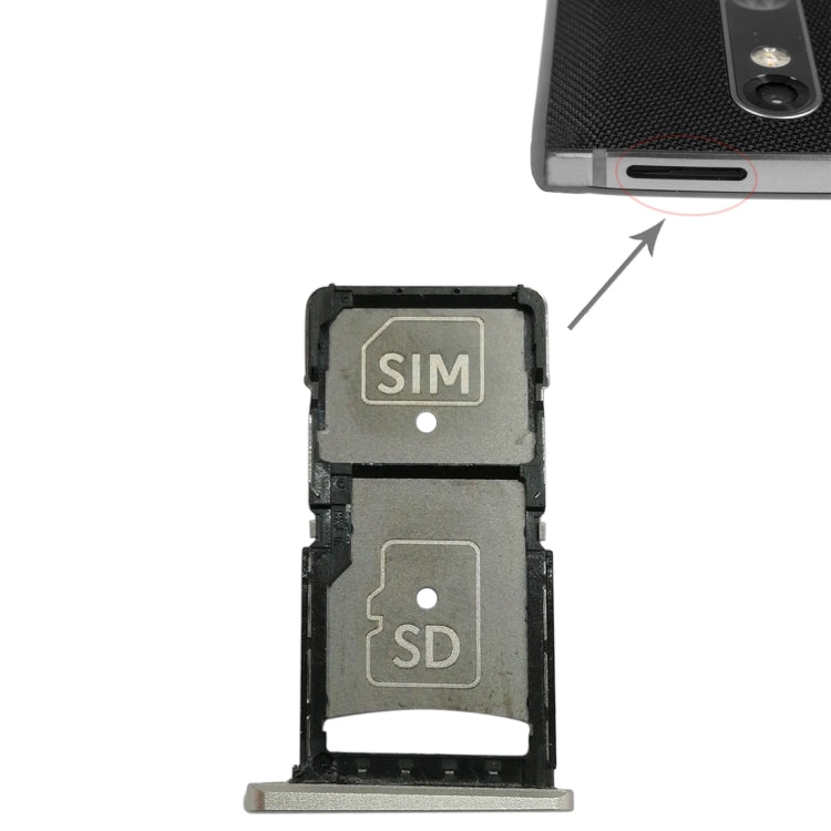 ถาดซิมการ์ด + ถาดการ์ด Micro SD สำหรับ Motorola Droid Turbo 2 / XT1585, For Motorola Droid Turbo 2 (Grey), For Motorola Droid Turbo 2