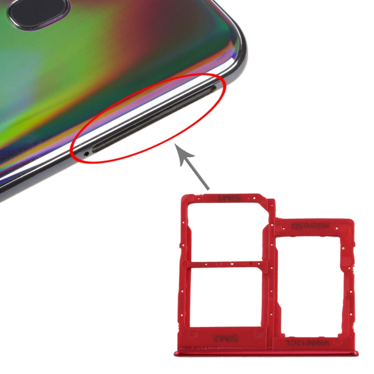 สำหรับ Galaxy A40 ถาดซิมการ์ด + ถาดซิมการ์ด + ถาดการ์ด Micro SD, For Samsung Galaxy A40 (Dark Blue), For Samsung Galaxy A40, For Galaxy A40, For Galaxy A40(Red)