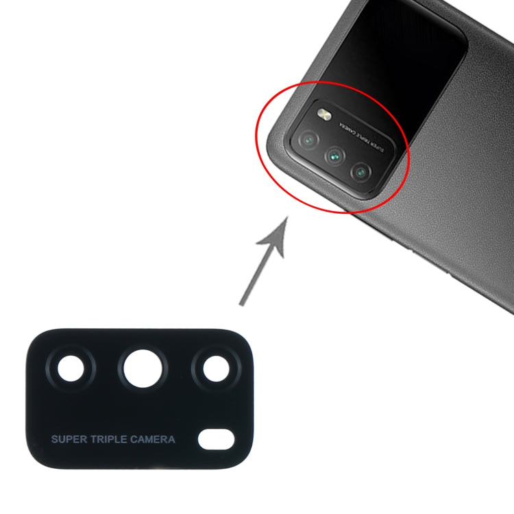 10 ชิ้นเลนส์กล้องด้านหลังสำหรับ Xiaomi Poco M3 M2010J19CG M2010J19CI, For Xiaomi Poco M3