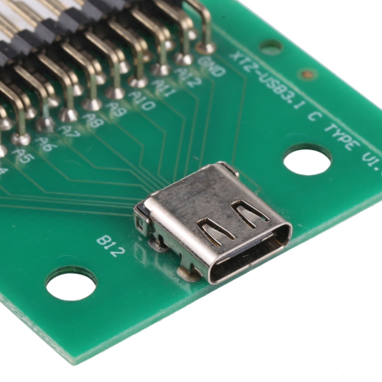 สองด้านบวกและลบประเภท C หญิงทดสอบบอร์ด USB 3.1 พร้อมขั้วต่อ PCB 24P หญิง, Type C Female
