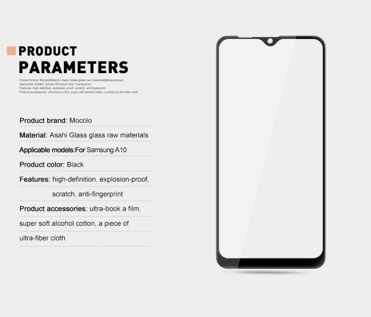 mocolo 0.33mm 9H 3D Full Coverage Tempered Glass Film สำหรับ Galaxy A10