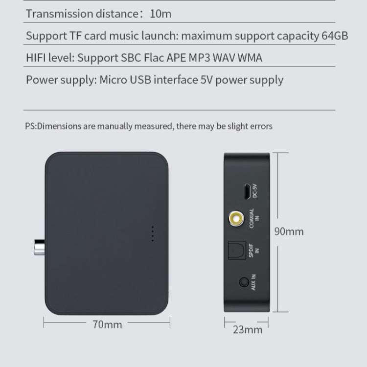 T6 บลูทูธ 5.0 คอมพิวเตอร์ทีวีเครื่องส่งสัญญาณ Fiber coaxial AUX มัลติฟังก์ชั่น TF Card HiFI Bluetooth Audio เครื่องส่งสัญญาณ