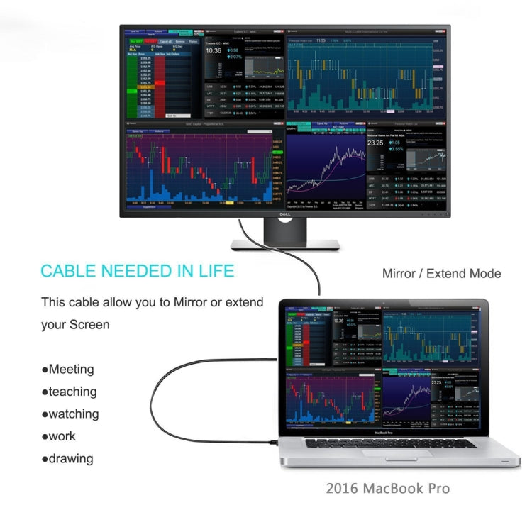 4K 60Hz Type-C ถึง DP DisplayPort เชื่อมต่อสายอะแดปเตอร์ DP ความยาวสายเคเบิล: 1.8 ม.
