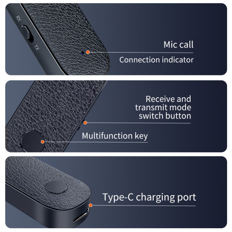 T06 2 ใน 1 รถ Bluetooth 5.1 ตัวรับสัญญาณเครื่องส่งสัญญาณเสียง 3.5 มม
