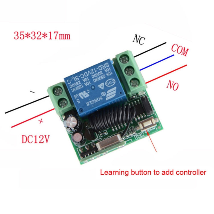 12V 10A RF รีโมทคอนโทรลไร้สายสวิตช์ 1CH รีเลย์ตัวรับสัญญาณ