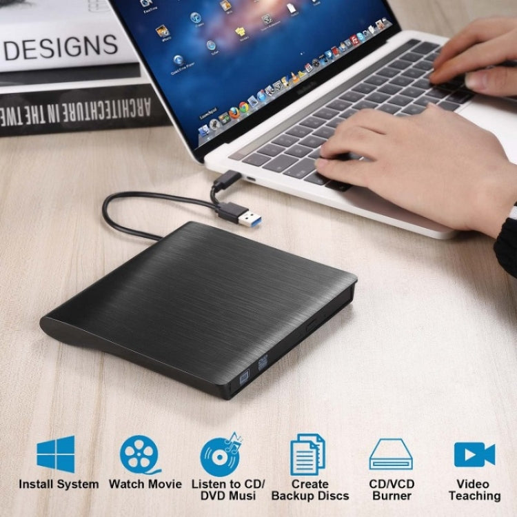 BT638 โน๊ตบุ๊คเดสก์ท็อปภายนอก USB 3.0 เครื่องเล่นซีดีพกพา CD-RW ออปติคัลไดรฟ์เขียน, BT638
