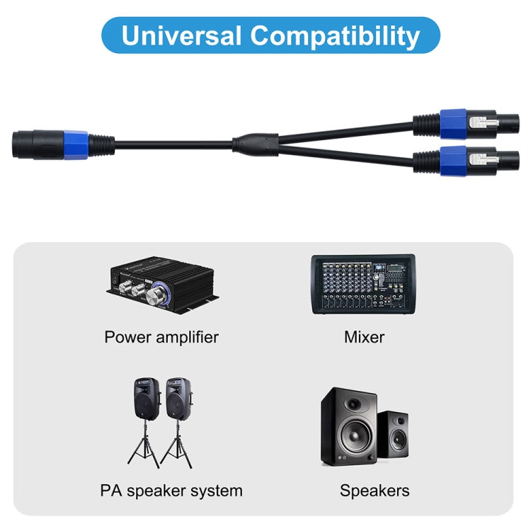 JUNSUUNMAY Speakon Female to Speakon Male 2 in 1 Audio Speaker Adapter Cable ความยาว: 50 ซม.
