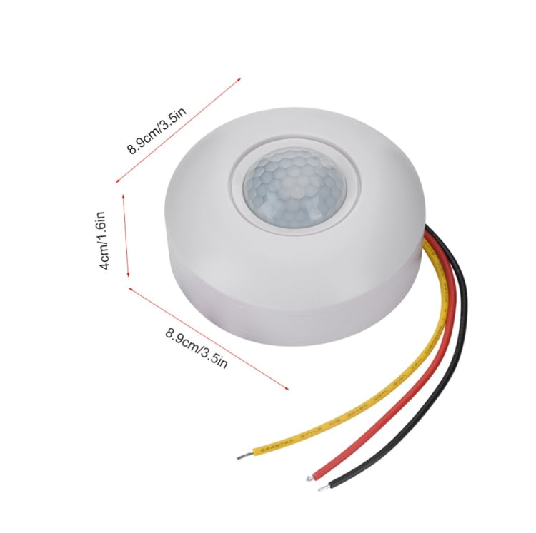 สวิตช์เซ็นเซอร์ตรวจจับความเคลื่อนไหวอินฟราเรด PIR 12V พร้อมเซ็นเซอร์ตรวจจับ 360 องศาล่าช้าสำหรับไฟเพดาน LED