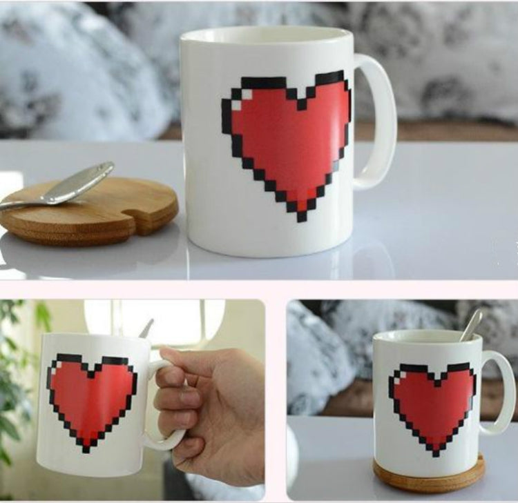 Creative Heart Magic ถ้วยเปลี่ยนสีเปลี่ยนสี Chameleon แก้วความร้อนกาแฟชาถ้วยนม, Color Changing Cup