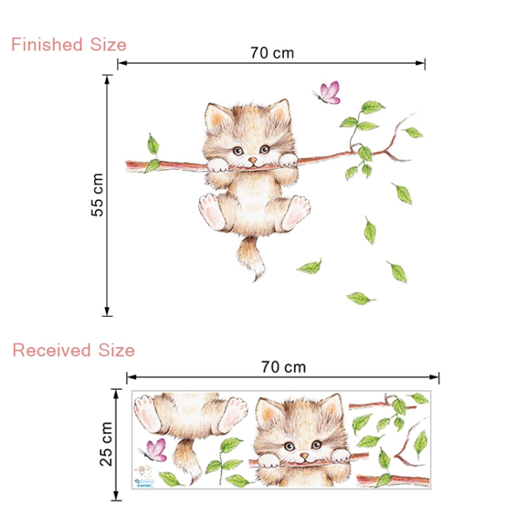 แมวน่ารัก Twig อนุบาลสภาพแวดล้อมเค้าโครงผนังตกแต่งผนังสติกเกอร์, Cute Cat