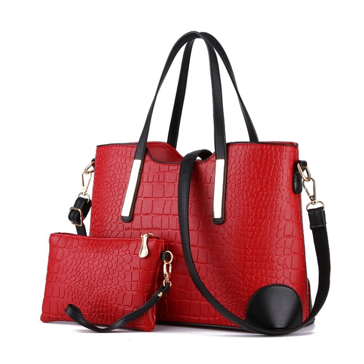 2 in 1 Vintage Messenger กระเป๋าสะพายกระเป๋าถือผู้หญิงลายจระเข้กระเป๋าคอมโพสิตหนังกระเป๋าสตางค์