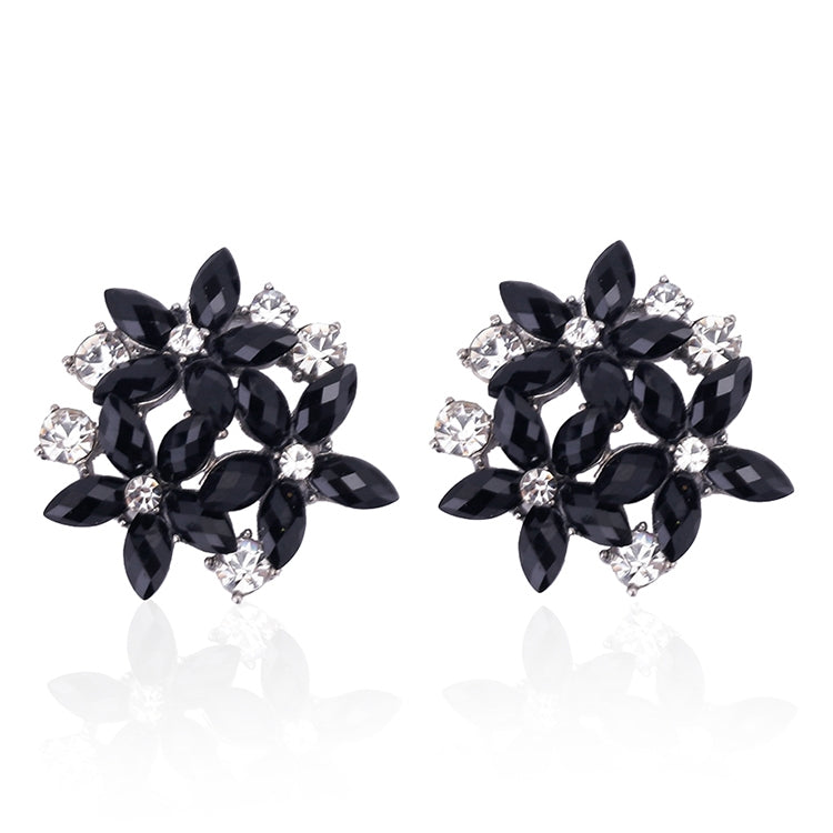 แฟชั่นเพทายR Hinestone 3ดอกไม้S Tud E Arringsสำหรับผู้หญิงเครื่องประดับ, red, black