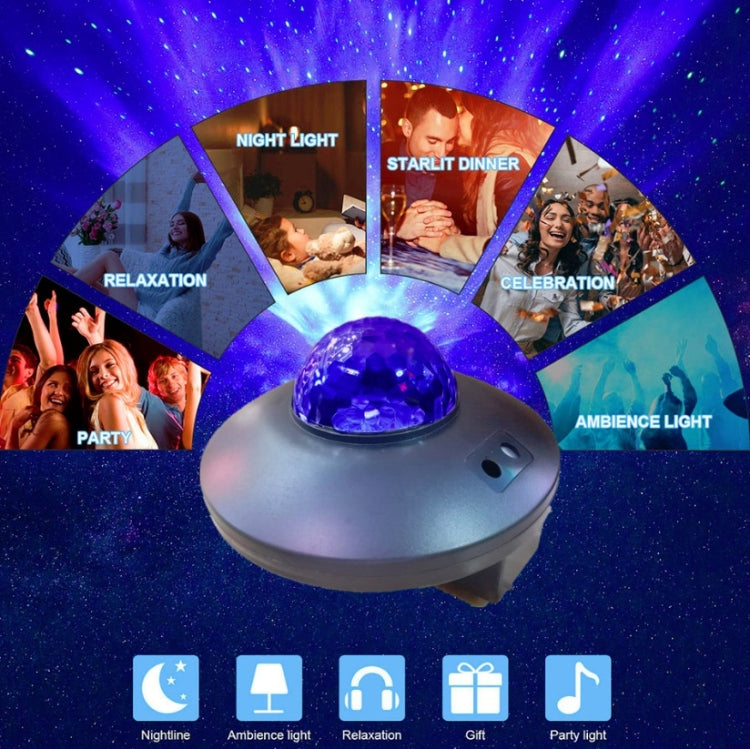 LED Water WAVE เลเซอร์ Starry Sky โปรเจคเตอร์ Light รีโมทคอนโทรล USB Bluetooth Voice Control แสงเลเซอร์หมุน MAGIC BALL LIGHT