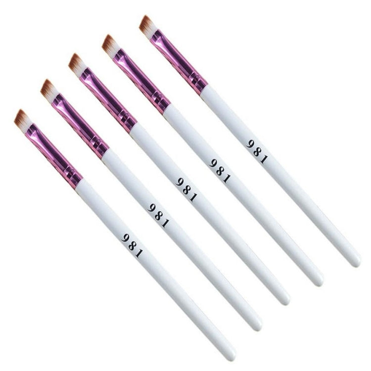 5 ชิ้นด้ามไม้สีขาวแปรงคิ้ว Beveled แปรงคิ้วแปรงอายแชโดว์