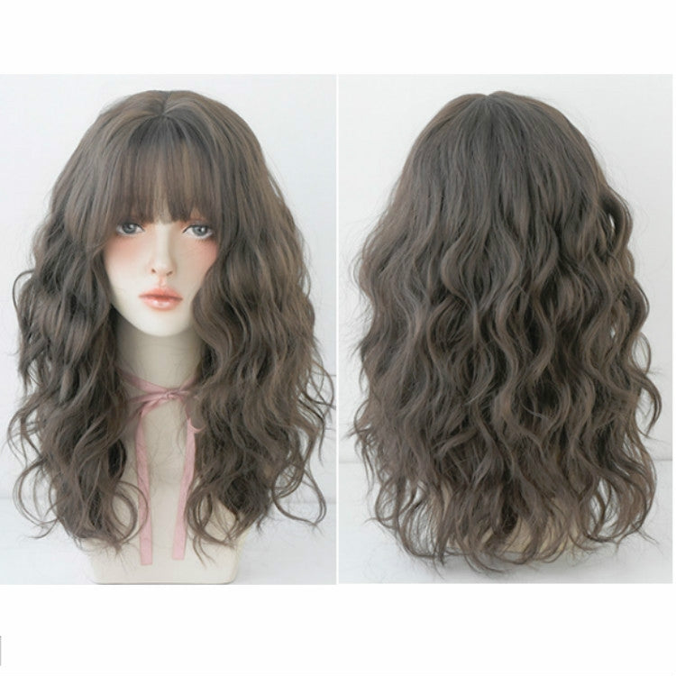 ผู้หญิงผมยาวขนสัตว์กับวิกผมปุยธรรมชาติเรียบ, Haze Blue (Black On Top ) 54CM, Cold Brown 54CM