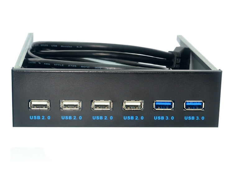 6 พอร์ต 5.25 นิ้ว Floppy Bay แผงด้านหน้าพร้อมอะแดปเตอร์ USB Hub Splitter 2 พอร์ต USB 3.0 + 4 พอร์ต USB 2.0, 6 Ports USB