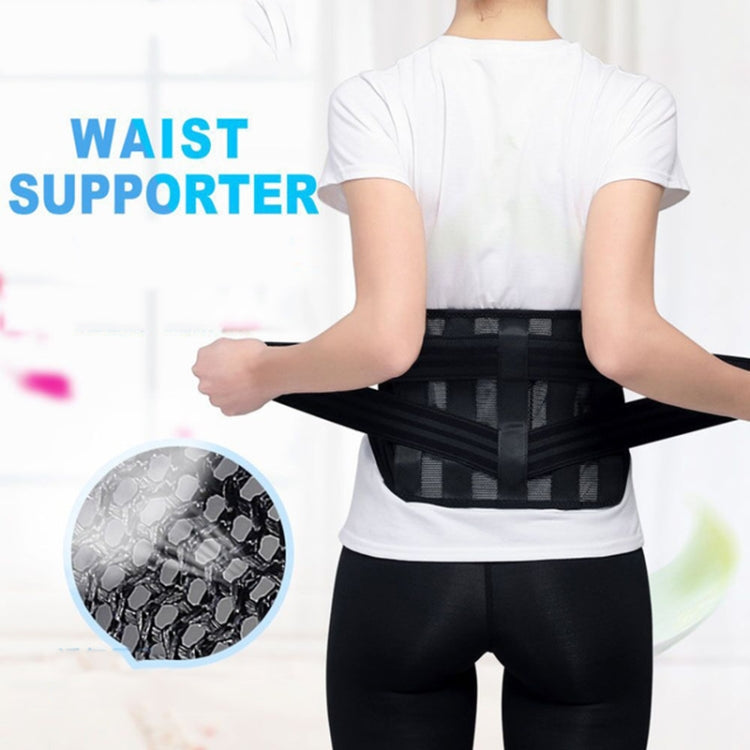 WOOTSHU WT-Y81 Breathable Lumbar Spine แผ่นเหล็ก Lumbar Disc เอวการบีบอัดคู่ความเครียดเอว Protector, XL