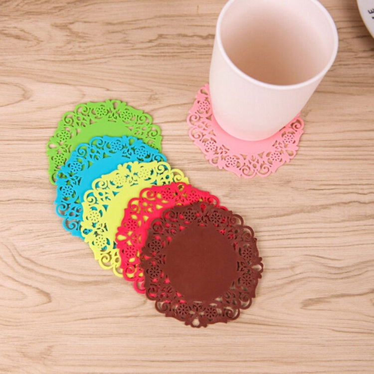10 ชิ้นลูกไม้ดอกไม้ร้อน Coaster ซิลิโคนถ้วย Pad ฉนวนกันความร้อน Pad ถ้วย Pad ผู้ถือเครื่องดื่มร้อน