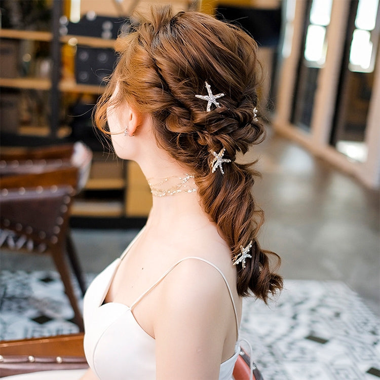 แฟชั่น Rhinestone Pearl Starfish Hairpin สำหรับเจ้าสาว Headpiece ผมจัดแต่งทรงผมเครื่องมือ