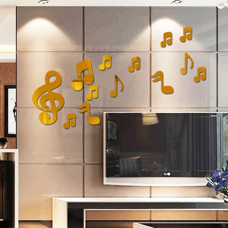 3D โน้ตดนตรีกระจกอะคริลิคสติ๊กเกอร์ติดผนัง Home Decor ผนังห้องนั่งเล่นตกแต่ง Art DIY สติ๊กเกอร์ติดผนัง