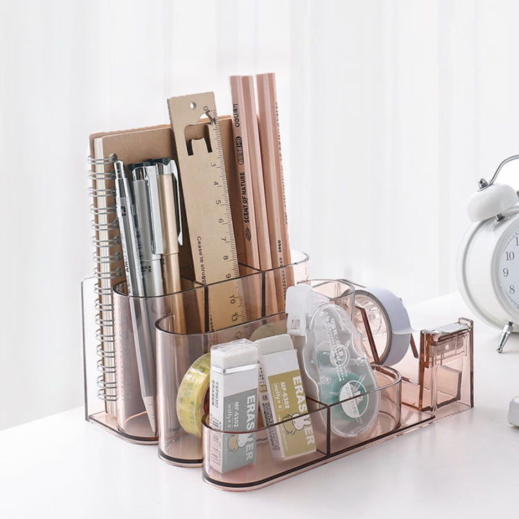 อะคริลิคใสกล่องเก็บเครื่องเขียน Creative Desk Organizer พลาสติกช่องผู้ถือปากกาอุปกรณ์สำนักงาน
