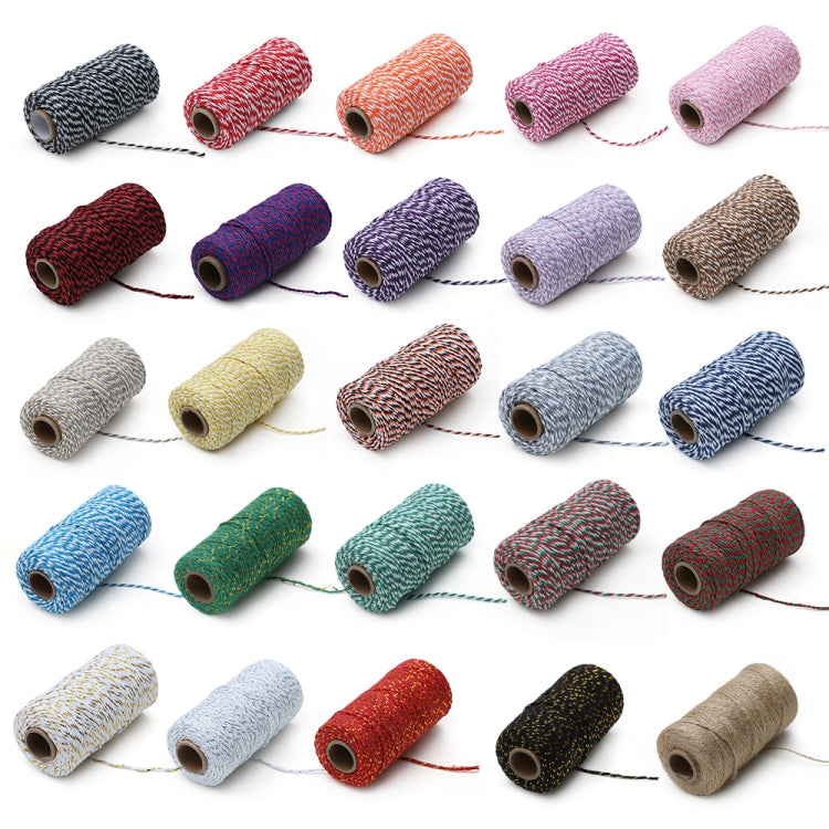 เชือกฝ้ายสองสีทำมือ DIY Drawstring กล่องของขวัญเชือกบรรจุ, 2mm Thick (100m / Roll)