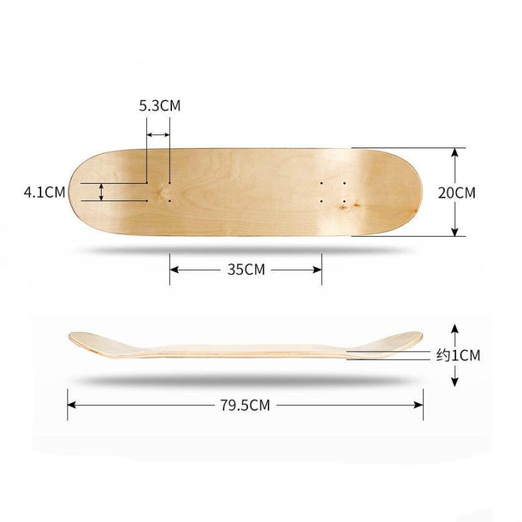 สเก็ตบอร์ดสี่ล้อ 8 ชั้น Maple Double Raised Skateboard Surface Roughcast Board, 31 x 8 inch