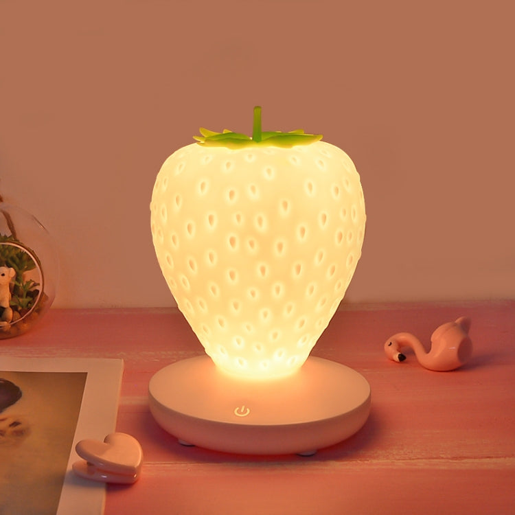 Creative Home LED ซิลิโคนสตรอเบอร์รี่ Night Light USB ชาร์จข้างเตียงตกแต่งบรรยากาศแสง, Pink Strawberry, Red Strawberry, White Strawberry