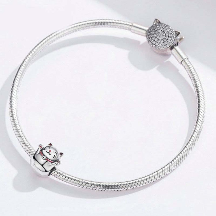 925 เงินสเตอร์ลิง Lucky Cat ลูกปัด DIY สร้อยข้อมือเครื่องประดับอุปกรณ์เสริม, SCC1178