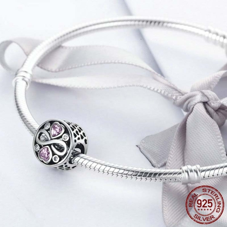 925 เงินสเตอร์ลิง Infinity Love หัวใจสีชมพูคริสตัลลูกปัด Charm สร้อยข้อมือเครื่องประดับ, SCC240