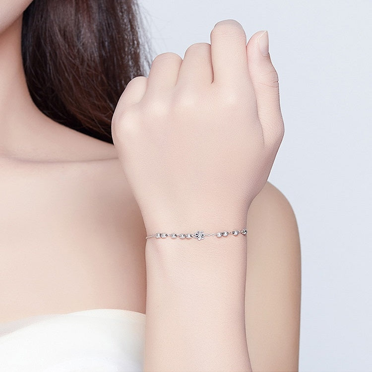S925 สร้อยข้อมือเดซี่เงินสเตอร์ลิงสร้อยข้อมือรูปพืช, SCB146