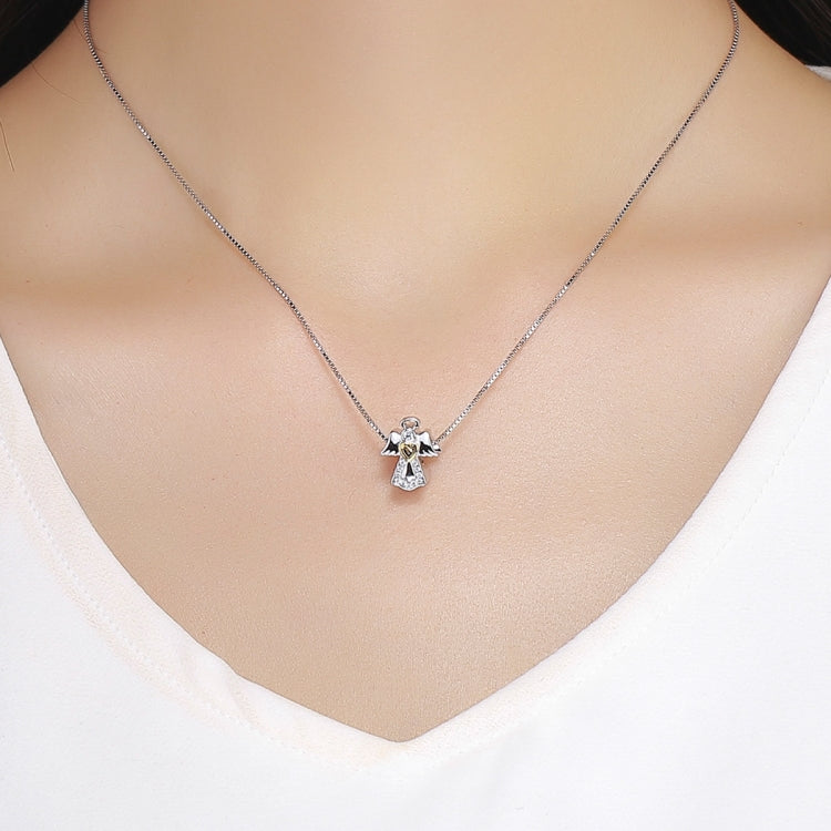 S925 เงินสเตอร์ลิง Guardian Angel จี้เพชร Drop น้ำมันเครื่องประดับ DIY สร้อยข้อมือ