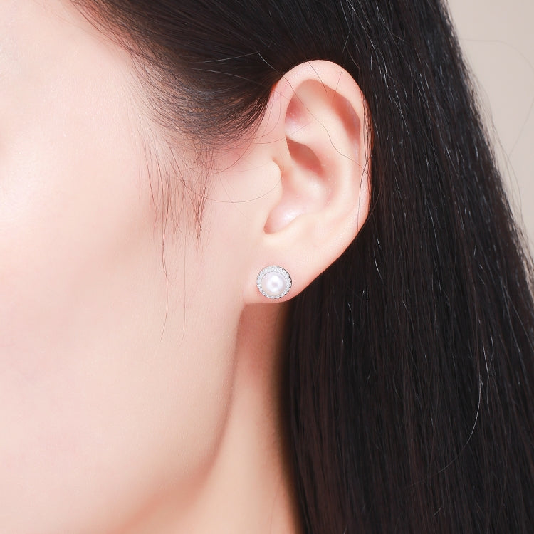 Simple Pearl Diamond Ladies ต่างหูอารมณ์ S925 ต่างหูเงินสเตอร์ลิง, SCE122